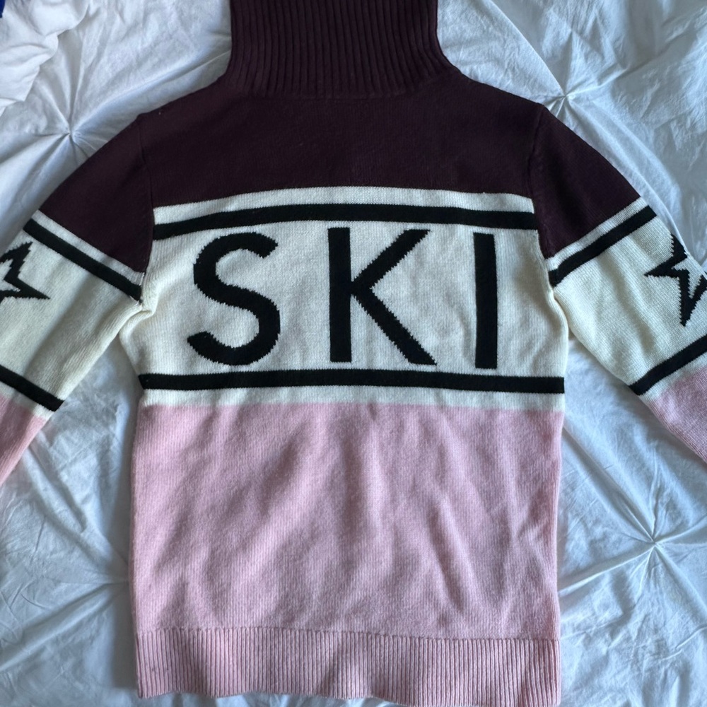 Perfect Moment Pink and Red Cowl Neck Sweater